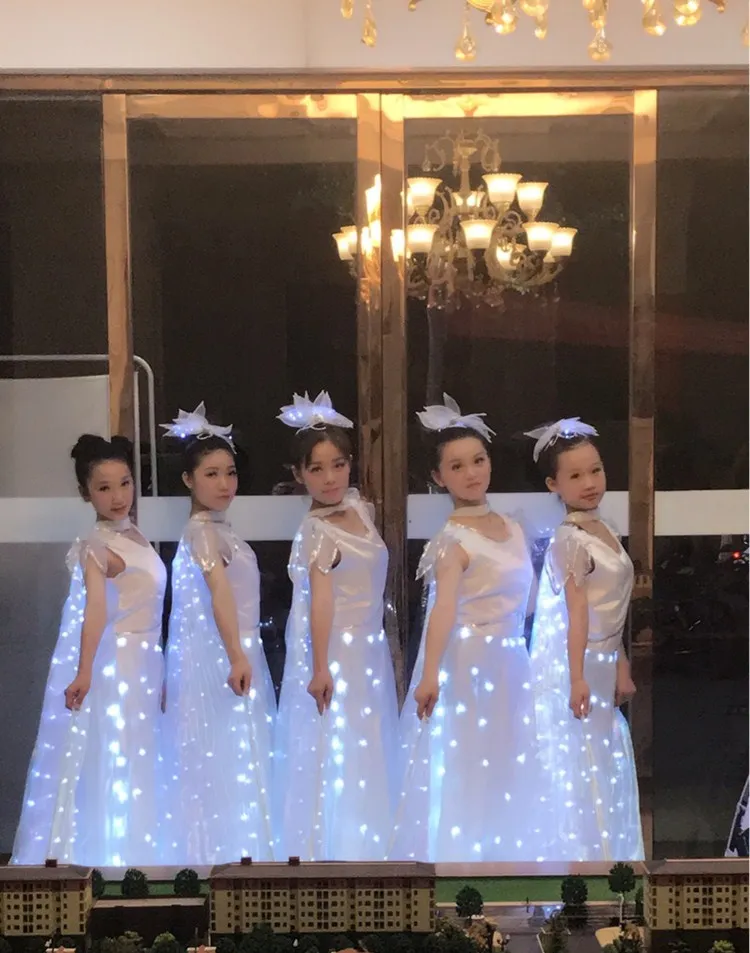 Флуоресцентный бабочка Танцы светодиодный крыльями Детская одежда взрослым Танцы светодиодный плащ светодиодный световой юбка для Танцев Живота Танцы костюм