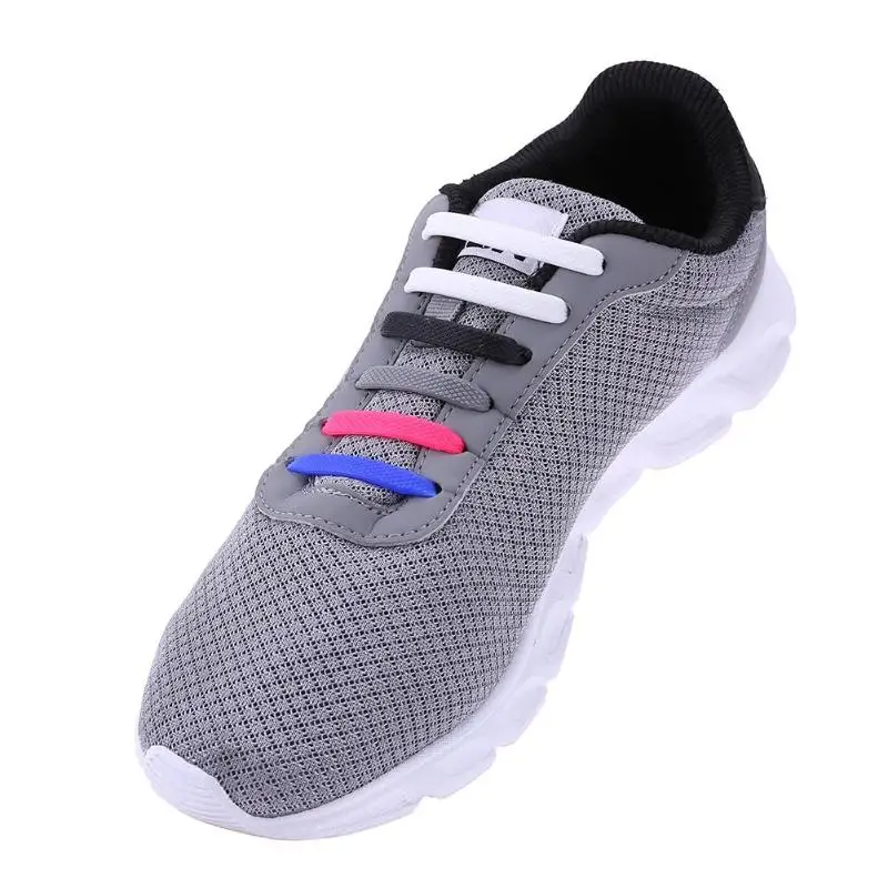 8 Pairs/Set Silicone Shoelaces Children Elastic Multifunctional Shoe String Solid Color Running No Tie Shoelaces for Kids Adults