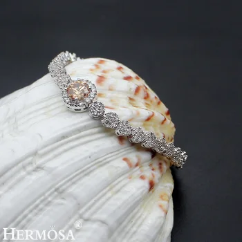 

Hermosa Jewelry New Honey Morganite Silver Color Bracelets 7" 17cm