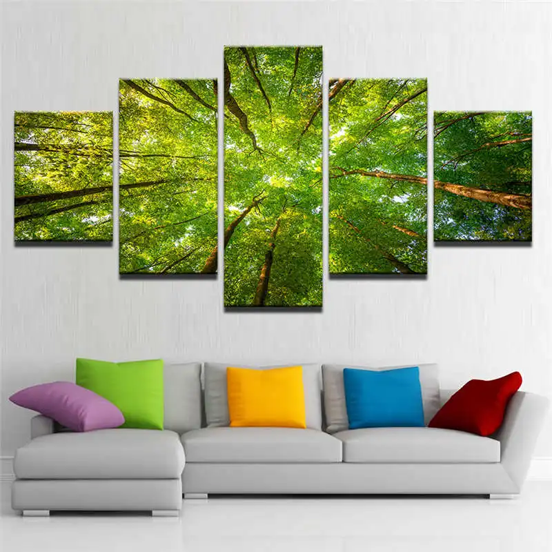 

Miaodu 5d Diy 5 Pieces Poster Wall ArtGreen Sunshine Woods Trees Abstract Pictures Diamond Painting Embroidery cross stitch gift