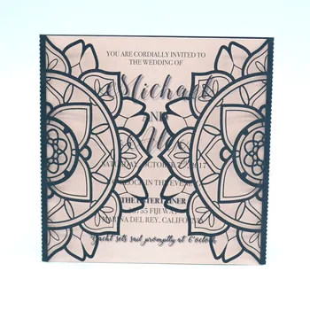 

Wholesale semi-circular fold wedding souvenirs laser cut invitation luxury envelope