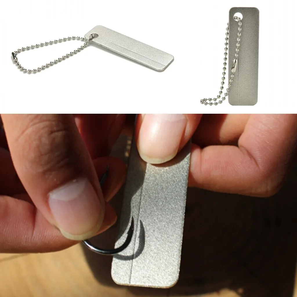 

Hot Sale 2019 Hot Outdoor Camping Tool EDC Pocket Diamond Stone Sharpener Keychain for Knife Fish Hook Finger Nail File