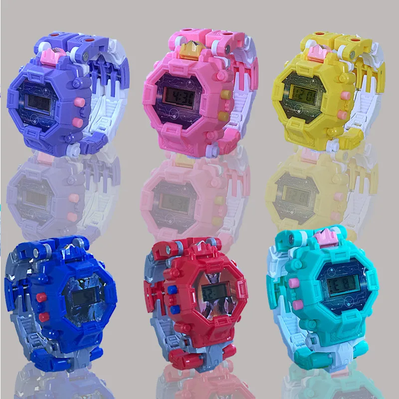 

Children's Robot Deformation Wristwatch Trasformation Boy Girl Digital Multifunction Cartoon Puzzle Kids Toy Electronic Watch