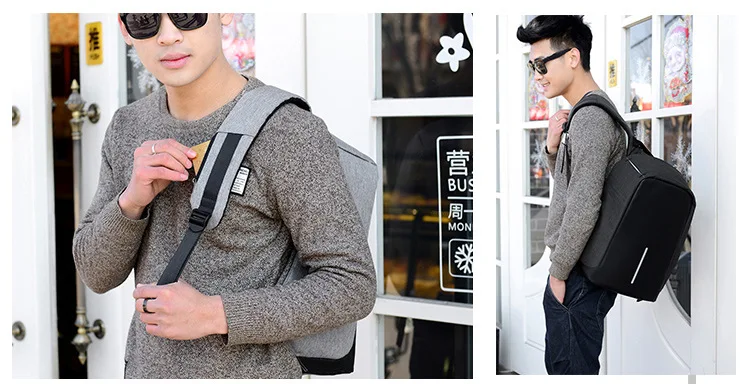 Anti-Theft компьютер рюкзак холст рюкзак для ноутбука корейский dubble плечо мешок школы большой емкости нейлон USB Путешествия ранец