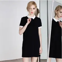 

Summer doll collar slim slim Dress Chiffon, women's black long paragraph temperament a word skirt, 2017 new styles