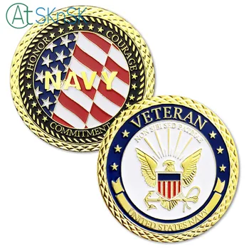 

50pcs/100pcs wholesale U.S. Navy Veteran With Flag coins USA eagle Challenge Coin Commemorative Coin Collection Gift USA coin