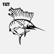 Yjzt 13.9cm * 14cm sailfish vinil decalque etiqueta do carro peixe decoração preto/prata C24-0479