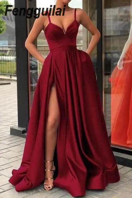 Spaghtti ремень с высоким разрезом сексуальное коктейльное Клубное платье для вечеринки платья Robe Femme Ete - Цвет: red