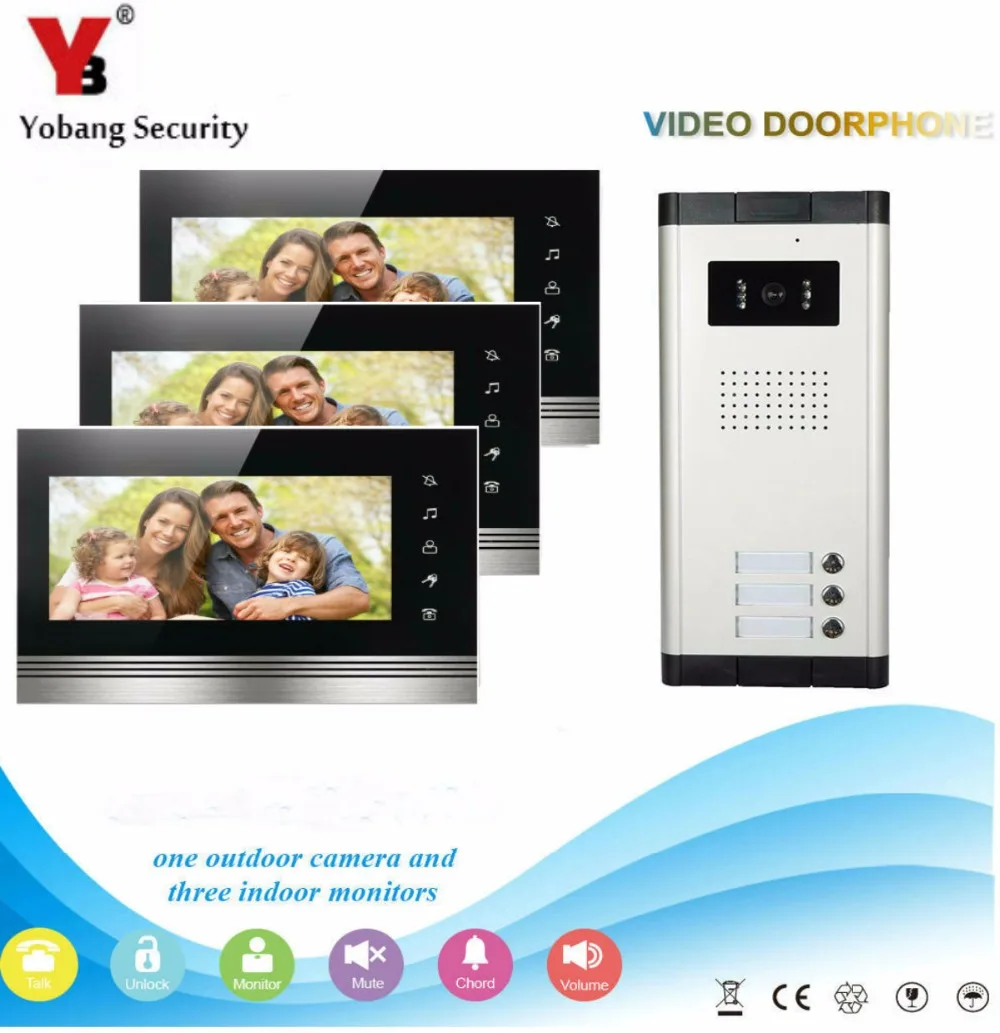 Yobang Security DHL free shipping New Apartment Intercom 7`` LCD Video Door Phone Doorbell intercom System for 2 house 1V3 Yobang Security DHL free shipping New Apartment Intercom 7`` LCD Video Door Phone Doorbell intercom System for 2 house 1V3