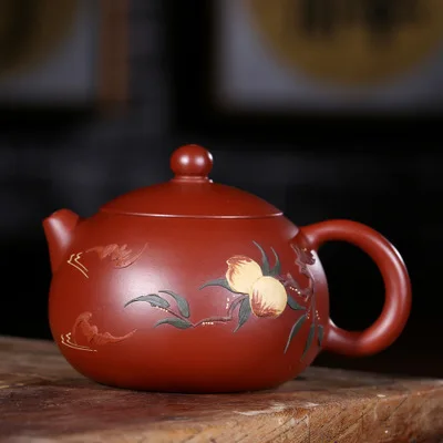 

200ml handmade teapot mud ore Zhu Yixing famous Dahongpao enjoy long life and good fortune Freeshipping