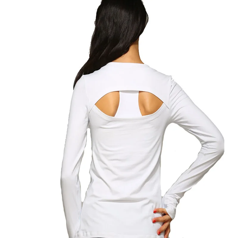 Распродажа женские эластичные yoga рубашка дышащий спортивный топ отверстие для большого пальца с длинными рукавами вырез лодочкой одежда спортивная Бег Спортивная