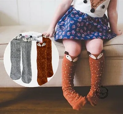 Детские гольфы с изображением лисы модные гетры для девочек от 0 до 2 лет, 5 пар, 25 см,, носки для малышей