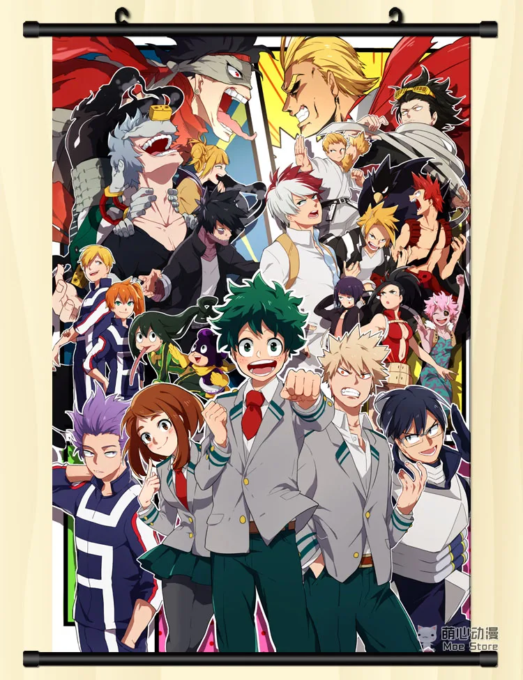 

Anime My Hero Academia bakugo katsuki & OCHACO URARAKA & Todoroki Shoto Home Decor Wall Scroll Poster Decorative Pictures