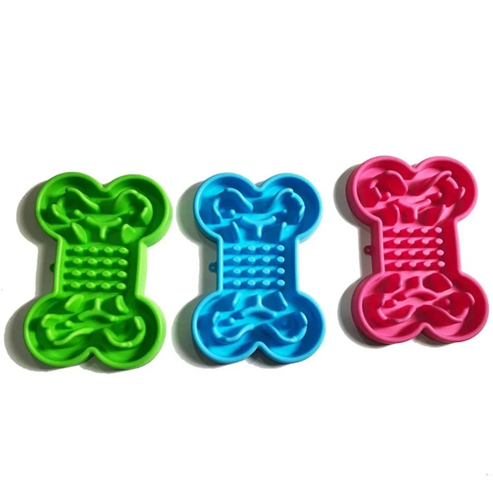 

Bone type silicone pet slow food bowl