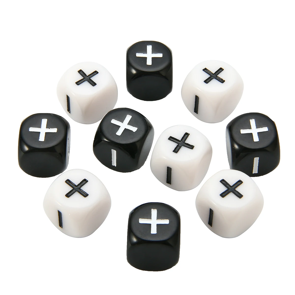 10Pcs Minus Plus Dices Black + White 6 sided Dice 16mm For Party Bar