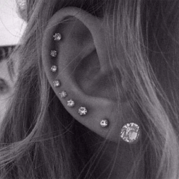 

AAA Cubic Zirconia Earrings Piercing Small Round Ear Studs for Women Kid Surgical Steel Screw Earring Stud Zircon Stone Jewelry