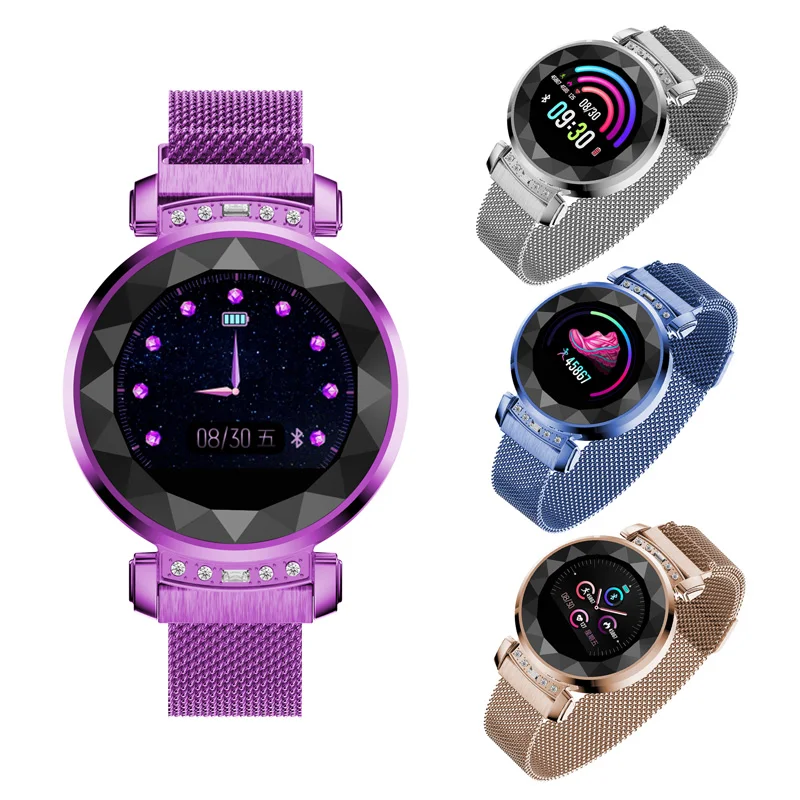 Smartwatch women wearable devices with heart rate monitor blood pressure 3D Diamond Glass luxury activity tracker for ios iphone