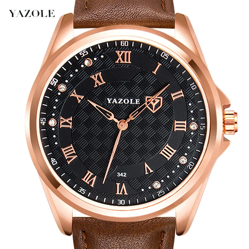 YAZOLE Fashion Men Date Alloy Case Synthetic Leather Analog Quartz Sport Watch Mens Watches Top Brand 1