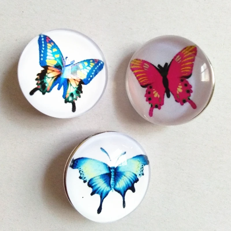 

3pcs/lot Flying Butterfly Buttons for Bracelet Glass Cabochon Flatback Dome Cabochon Glass Beads Fashion Jewelry Accessories
