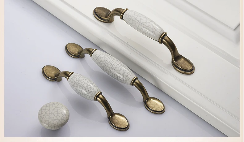 KAK Античная бронзовая трещина дизайн керамические ручки для шкафов цинковый сплав ручки для ящиков шкаф дверная ручка Европейская мебельная фурнитура