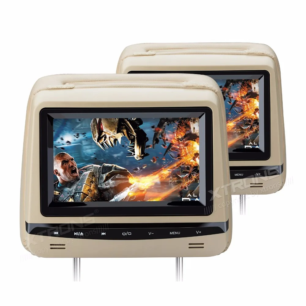

2x7" Touch Panel Beige Headrest Car DVD Car Headrest DVD Headrest Monitor DVD with Anti-Theft Detachable Flat Leather Cover