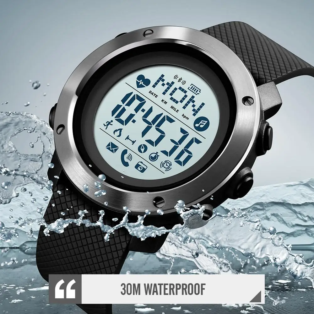 SKMEI 1512 Ac k Spor Izle Erkekler Bluetooth Kalp H z Spor Izle Cok I levli 5Bar su gecirmez dijital saat reloj hombre AliExpress