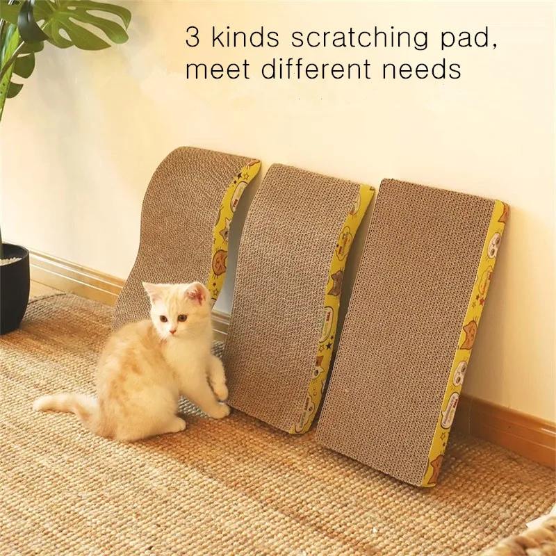 

Cat Scratch Board 3 Shape Cat Toy Big-size Double-sided Durable Pet Scratcher Pad Bed Mat with Catnip Toy Claw Care