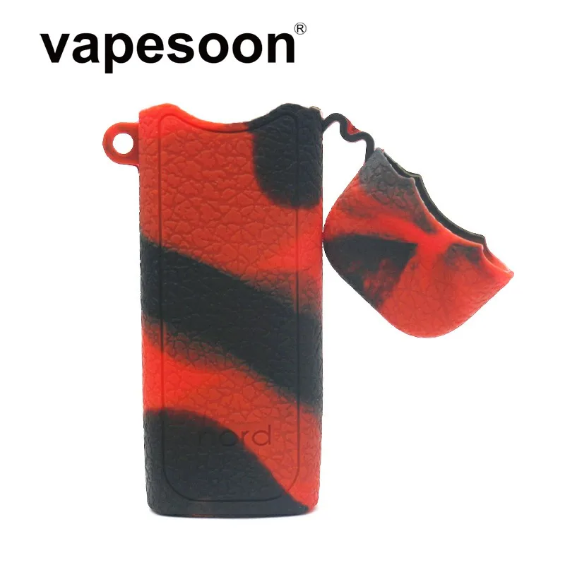 1 шт. Vapesoon Nord силиконовый чехол, защитный чехол для SMOK Nord Pod system Vape комплект, силиконовый чехол Nord футляр для вейпа с металлическим шнурком - Цвет: Red in Black