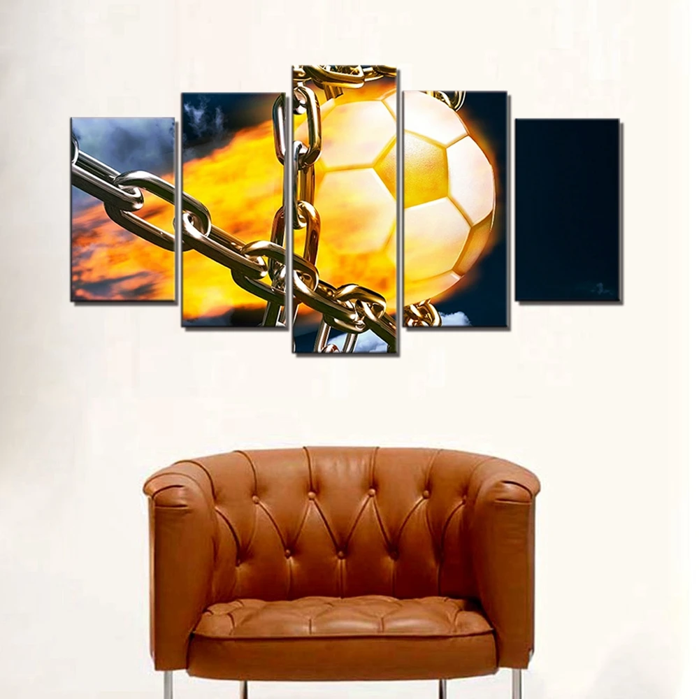 

Wall Art Fire Score a Goal Iron Net Abstract Canvas Art Prints Sport Landscape Canvas Paintings for Kids Room Wall Decor Poster