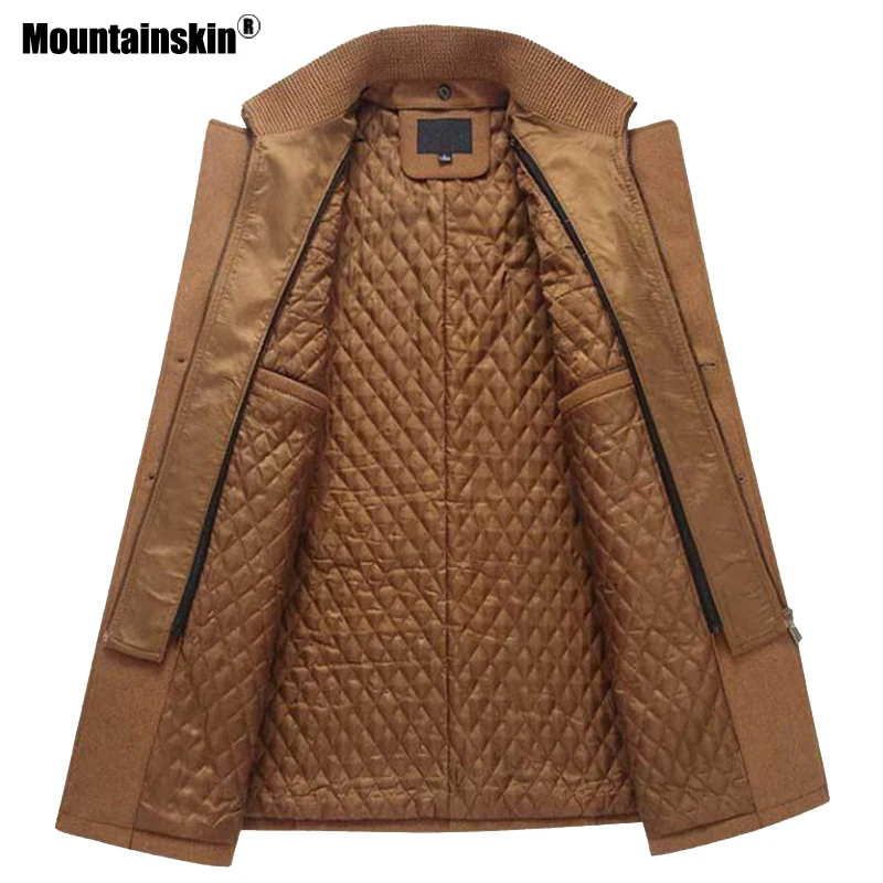 Зимнее мужское плотное пальто из горной кожи, приталенные куртки, мужская повседневная теплая верхняя одежда, мужская шерстяная куртка, Мужская брендовая одежда, 4XL, SA606