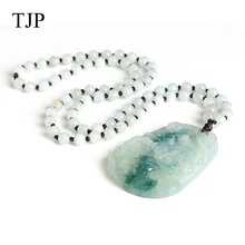 TJP Emerald Beautiful stone Jade Pine crane Jewelry accessories Authentic pendant necklace WH1046 Free shipping