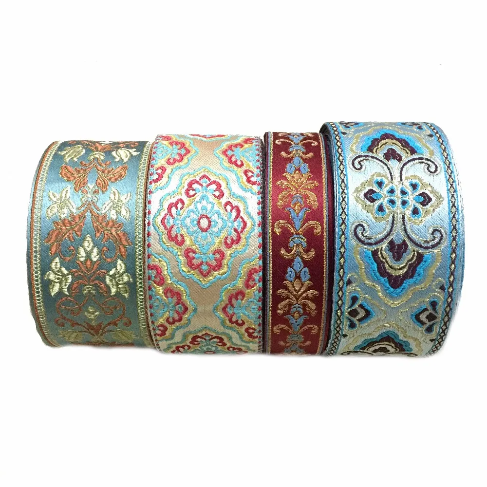 

ZERZEEMOOY 6CM AND 3.3CM 5YARD/LOTS DIY Handmade Sewing Lace Accessories National Style Embroidery Flower Woven Jacquard Ribbon