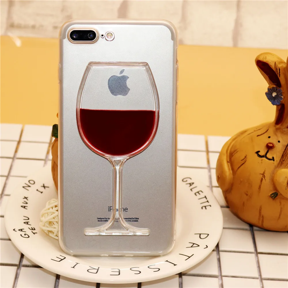 Phone Cases For iPhone XS Max XR X 8 7 6 Cover Liquid Quicksand Red Wine Transparent PC Hard Case For iPhone 8 7 6 6S Plus X XS  (1)