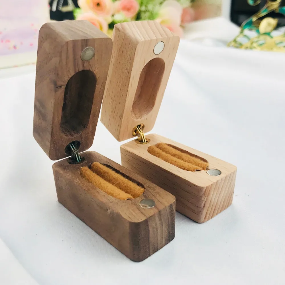 Concealable Slim Ring Box EngagementRing Box Holder Wooden Ring Bearer