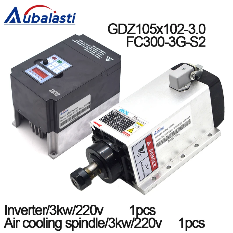 

Spindle CNC Router Spindle Motor air cooling spindle GDZ105x102-3.0 3kw 1pcs inverter FC300-3G-S2 220V 3KW fo CNC router machine