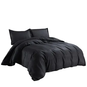 

Quilt Cover Set Polyester Bed Cover Set Hotel Satin Strip Solid Color School Bedding Quilt Cover Pillowcase K426