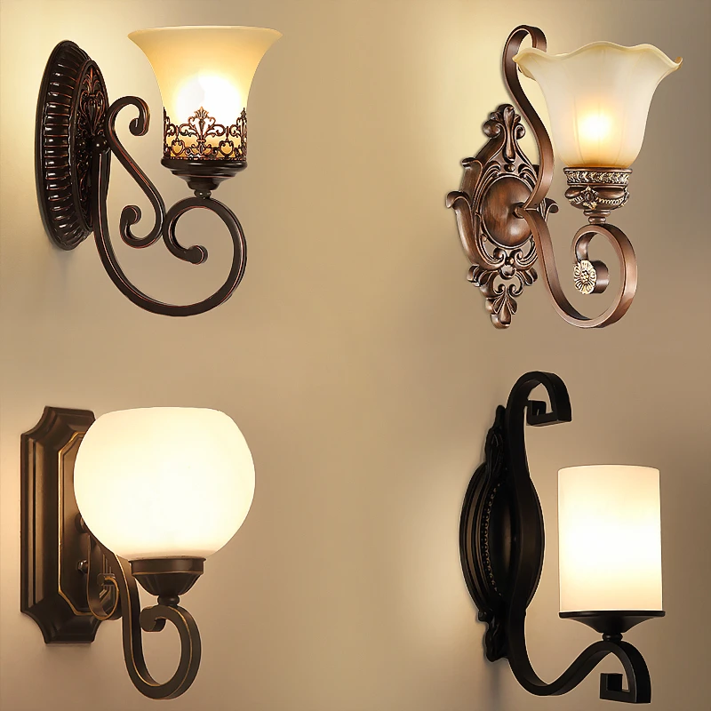 Iluminação de Vidro do Vintage Lâmpada de Parede para Sala Sala de Estar em Casa Lamparas de Pared Artístico Europeu de Estar em Casa Levou Arandela Arandela