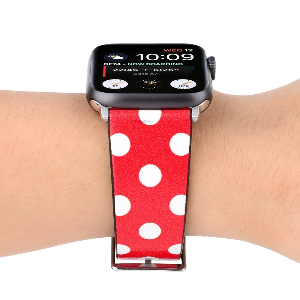 Кожаный ремешок для apple watch серии 5 4 3 2 1 Микки Маус hello kitty ремешок для apple iwatch 44 мм 42 мм 40 мм 38 мм