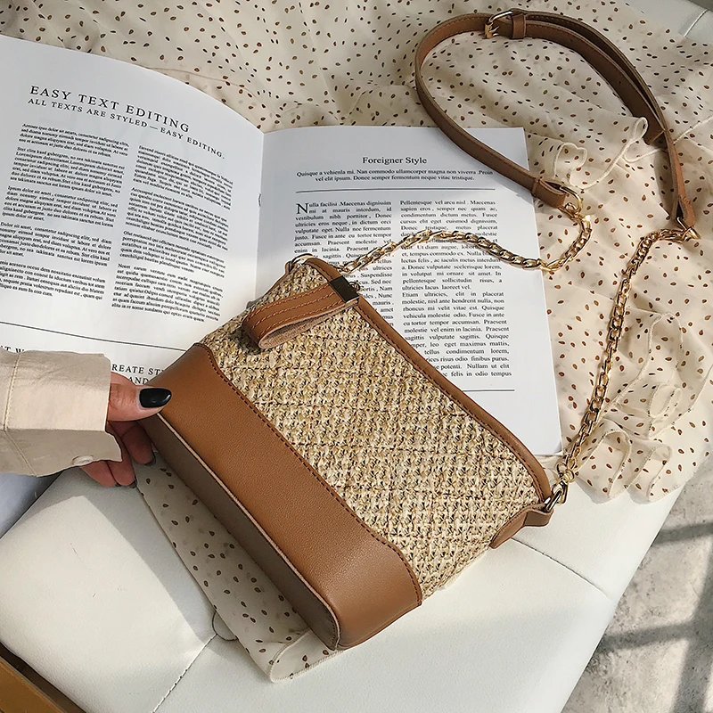 

2019 New Hot Summer Straw Bags For Women Ladies Designer Handbag Chain Shoulder Messenger Bag Female Travel Beach Hand Bag