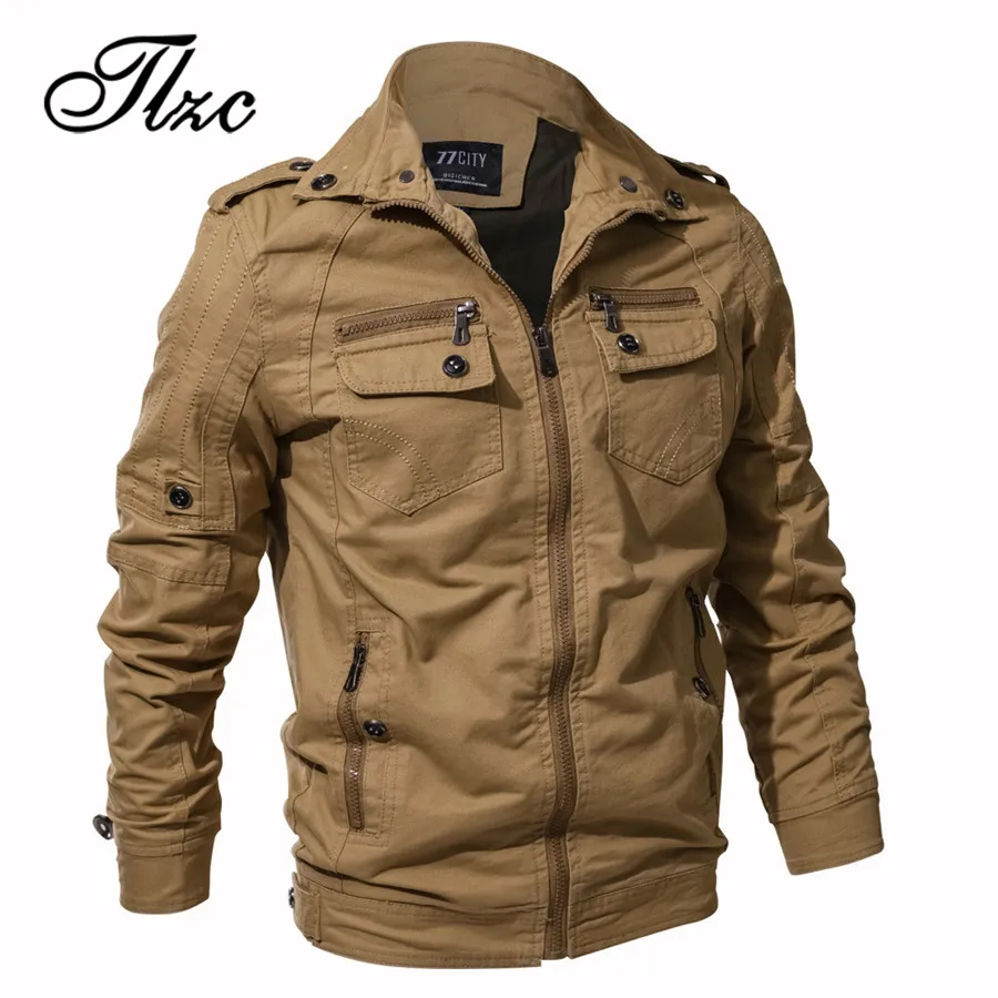 

TLZC Man Casual Autumn Cotton Bomber Jacket Men Military Army Jacket Air Force Pilot Cargo Tactical Jacket Plus Size M-6XL