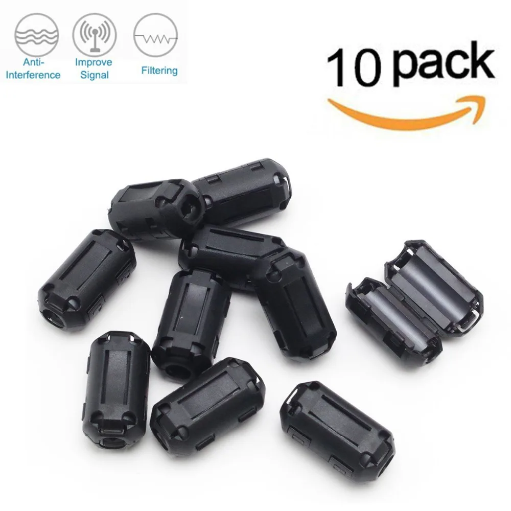 

10pcs Clip-on Ferrite Core Ring Bead Anti-interference High-frequency Filter RFI EMI Noise Suppressor Cable Clip (7mm diameter)