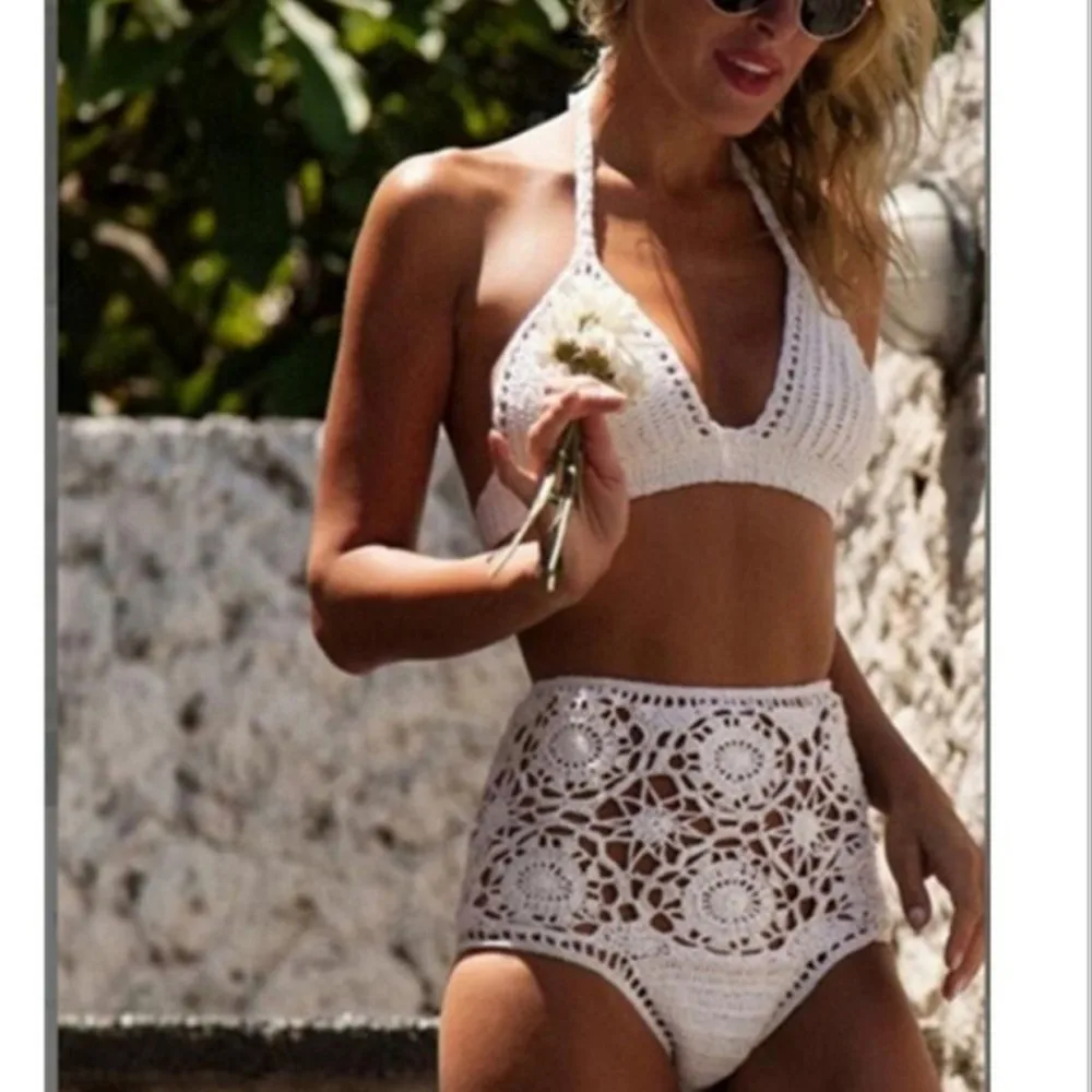 Sexy Cross Women Push-Up Handmade Knitted Bikini Set Swimwear Bra Swimsuit Beachwear Women's Swimsuits Sex Appeal Swimwear Suits