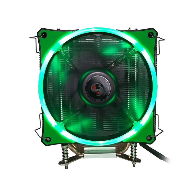 SOPLAY cpu Cooler 4 тепловые трубки 4pin 12 см светодиодный вентилятор ПК компьютер для Intel LGA 115X AMD все серии охлаждения процессора радиатор вентилятор - Цвет лезвия: Зеленый