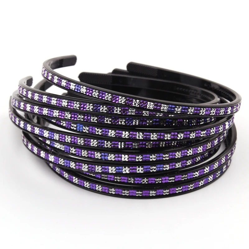 12 шт./лот 5 мм Ширина горный хрусталь оголовье черный Пластик Hairband Дети DIY вечерние волос аксессуары Hairbands