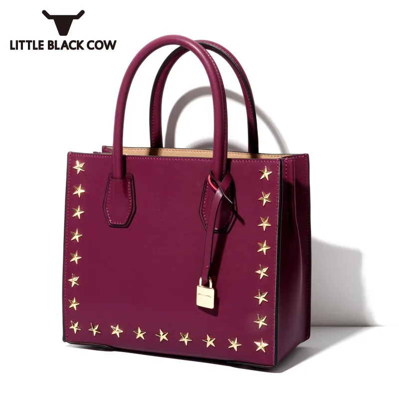 

Luxury Handbags Women 2019 Designer Lock Star Rivet Satchels Business Office Ladies Tote Bag Genuine Leather Shoulder Sling Bags