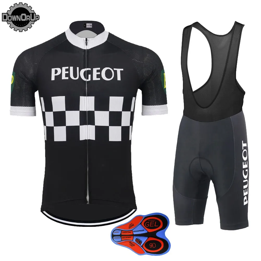 Retro cycling jersey set black men summer cycling clothing 9D gel breathable pad Mtb Highway Triathlon culotte ciclismo hombre - Цвет: men