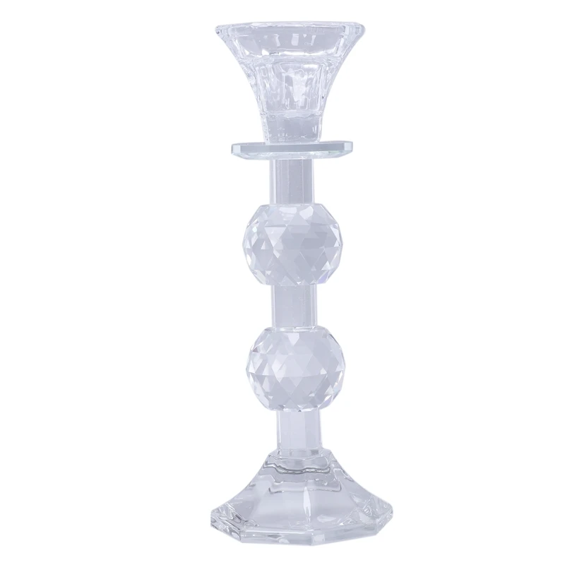 

Crystal Candle Holders 7.7 Inch Candlestick Flower Vase Table Centerpiece Event Flower Rack Road Lead Wedding Decoration