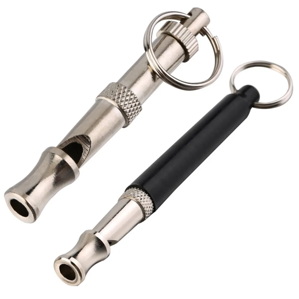 

Pet Dog Training Whistle Obedience Supersonic Sound Pitch Ultra Sonic Quiet Discipline Metal/Black Key Ring Loop Sound Louder