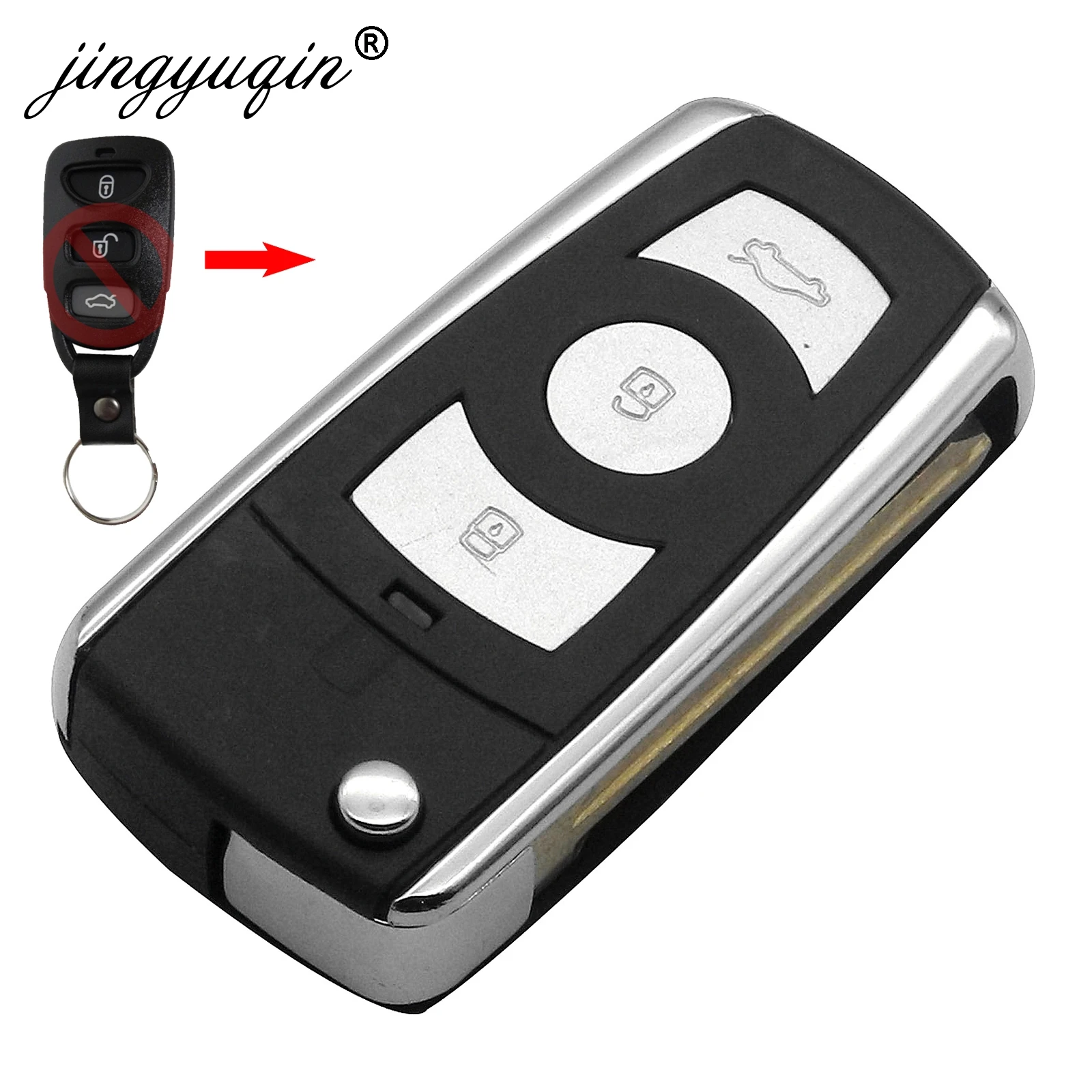 

jinyuqin 10X 3/4 BTN Modified Flip Remote Car Key Shell Case for Kia Hyundai Elantra Sonata Genesis Santa Fe Accent Coupe Tucson
