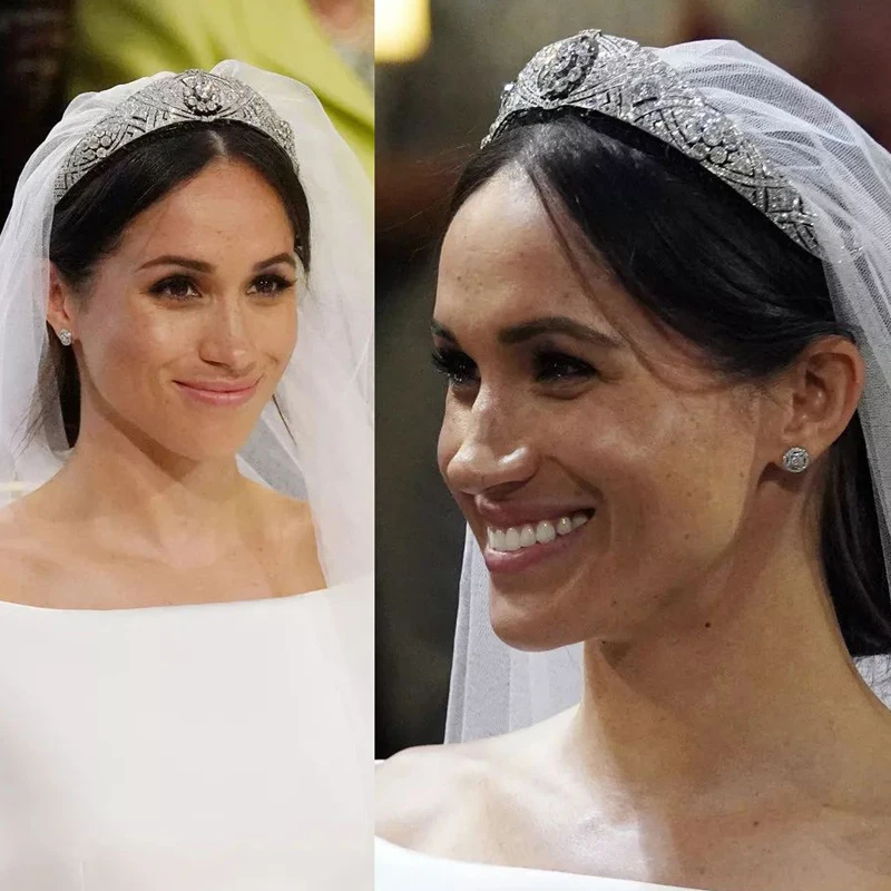 Винтажные стразы Серебряная корона Meghan тиара принцессы свадебные украшения